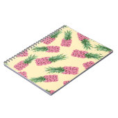 Bloemenroze ananas gele achtergrond notitieboek (Linkerzijde)