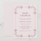 Bloemenroze Baby shower Kaart (Voorkant / Achterkant)