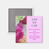  bloemenroze bloemen sparen de datum bruiloft magneet (Voorkant / Achterkant)