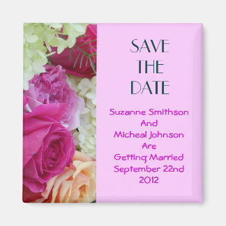  bloemenroze bloemen sparen de datum bruiloft magneet