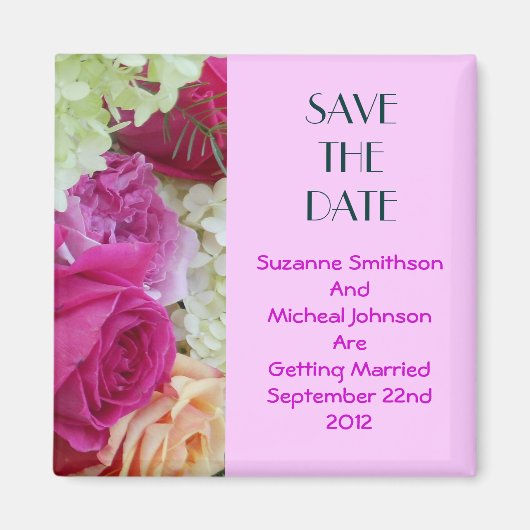  bloemenroze bloemen sparen de datum bruiloft magneet (Voorkant)