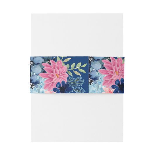  bloemenroze bloemetjes Iets blauw bruiloft Uitnodigingen Wikkel (Achterkant Voorbeeld)