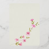 bloemenroze bloemetjes roos goud Bruiloft Folie Uitnodiging (Achterkant)