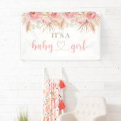 Bloemenroze Boho Pampas baby douchebanner Spandoek (Insitu)