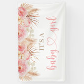 Bloemenroze Boho Pampas baby douchebanner Spandoek (Verticaal)