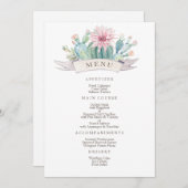 Bloemenroze cactus & succulent. Botanische bruilof Menu (Voorkant / Achterkant)