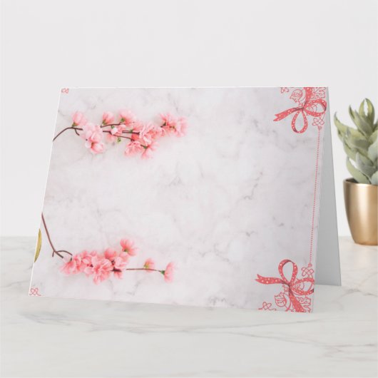 Bloemenroze chique uitnodigingskaart kaart (Kleine Plant)