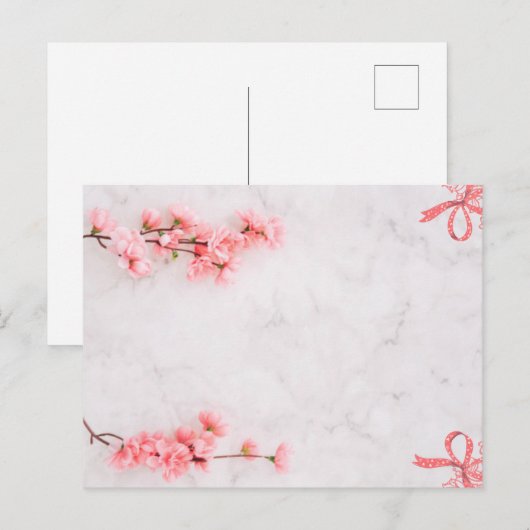 Bloemenroze chique uitnodigingskaart uitnodiging briefkaart (Voorkant / Achterkant)