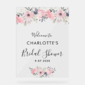 Bloemenroze Elegant Vrijgezellenfeest Welkom Acryl Bord (Voorkant)