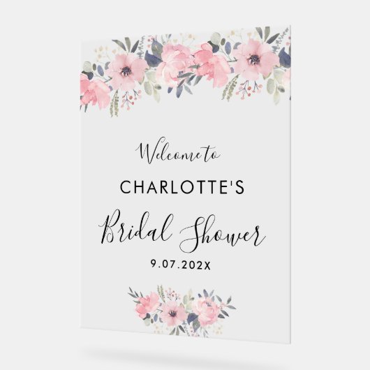 Bloemenroze Elegant Vrijgezellenfeest Welkom Acryl Bord (Hoek)