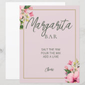 Bloemenroze en groene Margarita Bar Teken (Voorkant / Achterkant)