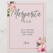 Bloemenroze en groene Margarita Bar Teken (Voorkant)