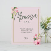 Bloemenroze en groene Mimosa Bar teken (Staand voorkant)