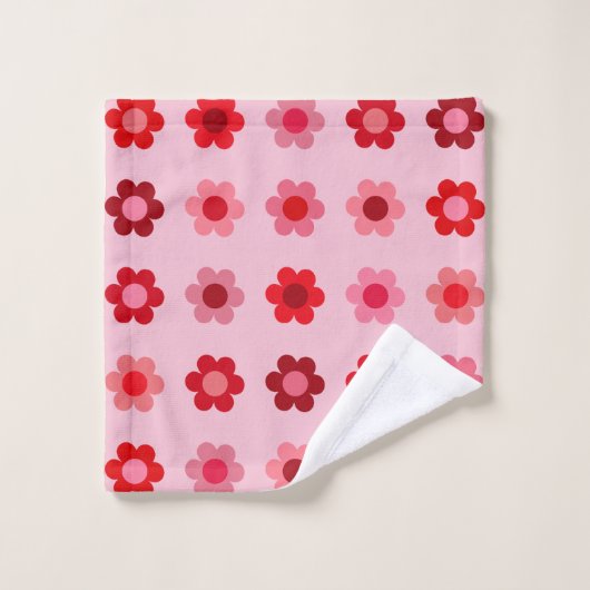 Bloemenroze en rode bloemen bad handdoek (Wasdoekje)