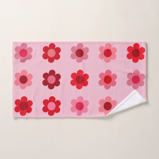 Bloemenroze en rode bloemen bad handdoek (Handdoek)