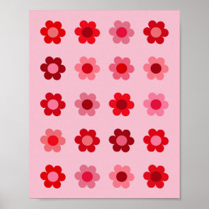 Bloemenroze en rode bloemen poster