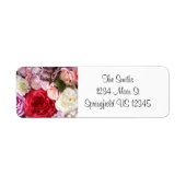 bloemenroze en rood retouradres etiket (Voorkant)