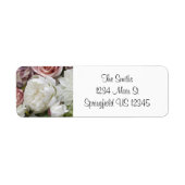 Bloemenroze en wit script retouradres etiket (Voorkant)