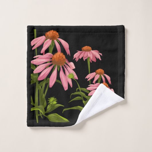 Bloemenroze en zwart bad handdoek (Wasdoekje)