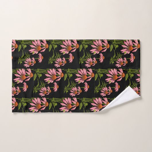 Bloemenroze en zwart bad handdoek (Handdoek)