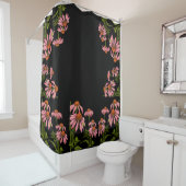 Bloemenroze en zwart douchegordijn (In situ)