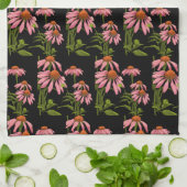 Bloemenroze en zwart theedoek (Gevouwen)