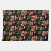 Bloemenroze en zwart theedoek (Horizontaal)