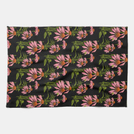 Bloemenroze en zwart theedoek