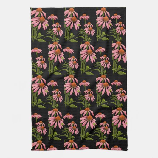 Bloemenroze en zwart theedoek (Verticaal)