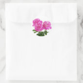 Bloemenroze Fuchsia Pioen Bloem Boeket Ronde Sticker (Tas)