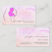 Bloemenroze gele doula Geboortecoach Zwanger Visitekaartje (Voorkant / Achterkant)