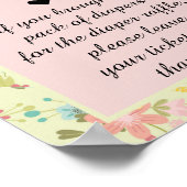 Bloemenroze gele groene luier Raffle Poster (Hoek)