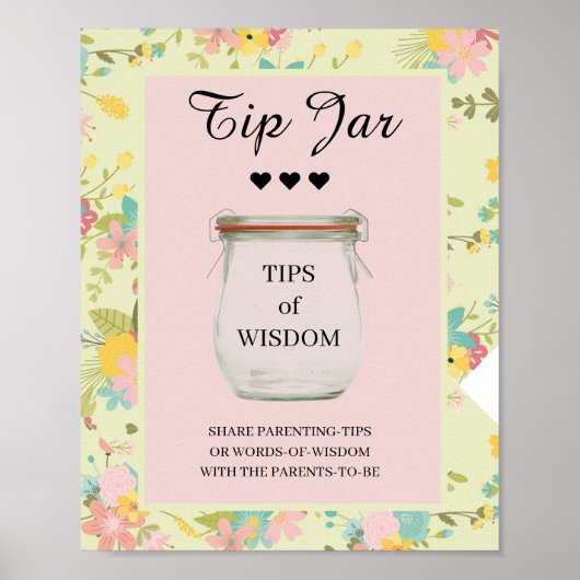 Bloemenroze gele groene tip pot poster (Voorkant)