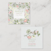 Bloemenroze groen grijs patroon vierkante visitekaartje (Voorkant / Achterkant)