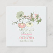 Bloemenroze groen grijs patroon vierkante visitekaartje (Achterkant)