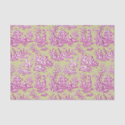  bloemenroze groen Toile de Jouy Tissuepapier (Voorkant)