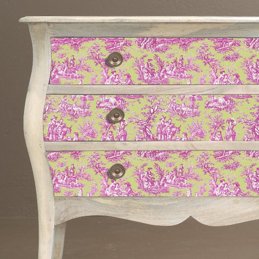 bloemenroze groen Toile de Jouy Tissuepapier