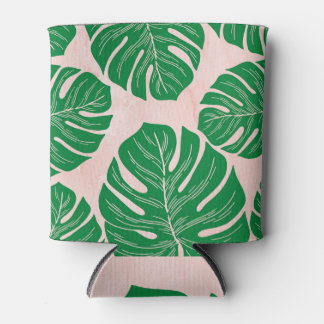 Bloemenroze groene bladeren achtergrond. blikjeskoeler