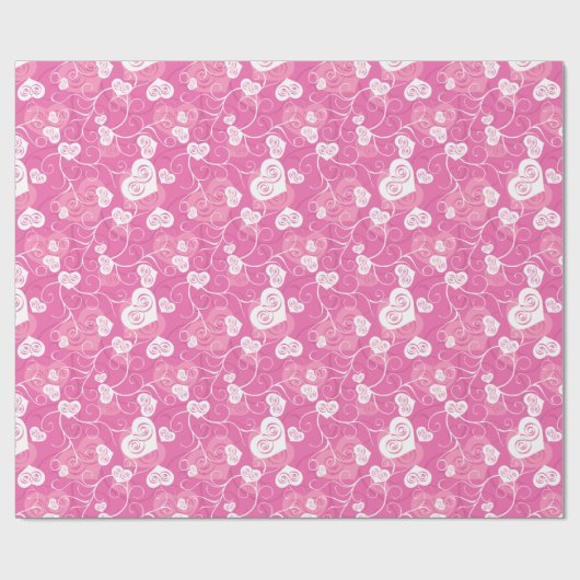 Bloemenroze hart cadeaupapier (Vlak)