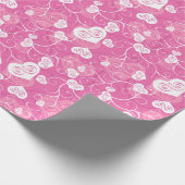 Bloemenroze hart cadeaupapier (Hoek)