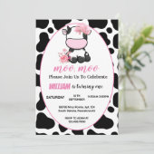 bloemenroze Heilige Koe 1e Verjaardag Kaart (Staand voorkant)