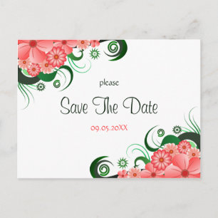 Bloemenroze Hibiscus Bewaar de datum Briefkaarten