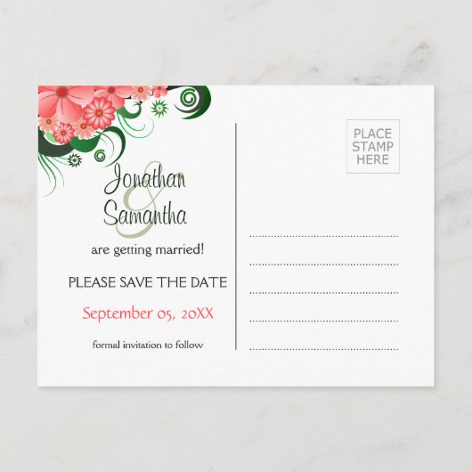 Bloemenroze Hibiscus Bewaar de datum Briefkaarten (Achterkant)