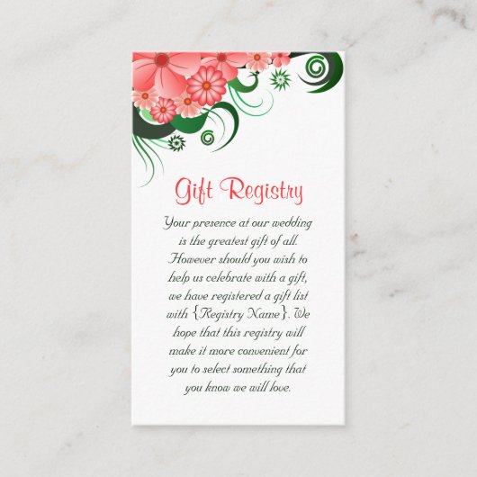 Bloemenroze Hibiscus Bruiloft Gift Registry Informatiekaartje (Voorkant)