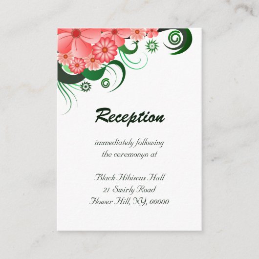 Bloemenroze Hibiscus Bruiloft Receptie Enclosure Informatiekaartje (Voorkant)