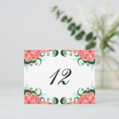 Bloemenroze Hibiscus Receptie Tafelnummer Kaart (Staand voorkant)