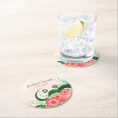 Bloemenroze Hibiscus Ronde Trouwpapier Onderzetter (Insitu)