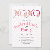 Bloemenroze HOHO harten Galentines Day party Kaart (Voorkant)