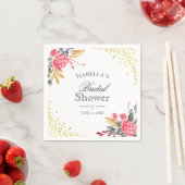 Bloemenroze Hydrangeas Faux Gold Vrijgezellenfeest Servet (Insitu)