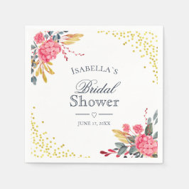 Bloemenroze Hydrangeas Faux Gold Vrijgezellenfeest Servet